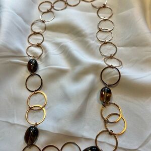 Milor Italy vintage long necklace with Smokey quartz.